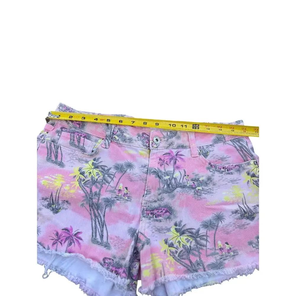 Arizona Jean Co Tropical Print Cutoff Denim Shorts Size 11
